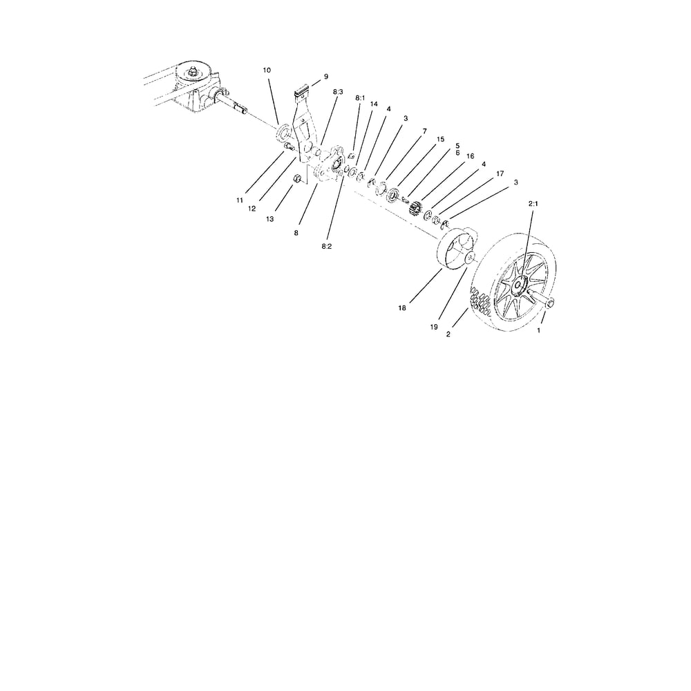 Rear Axle Diagram and Parts List for 10324-210000001&UP  Lawn Boy Lawn Mower